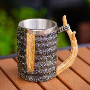 Tumblers New product hot selling simulation tree branch handle mug returns to simplicity natural wood beer home portable cup creative gift H240517