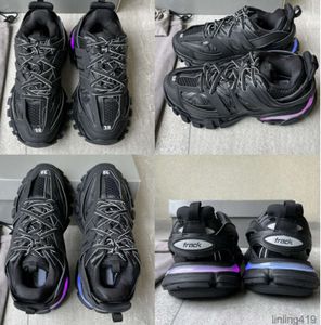 Kvinnor Mens Designer Casual Shoe Track LED Sneaker Light Grey Blue Gomma Leather Black Pink Nylon Printed Platform för 3 3.0 Trainers New 2024