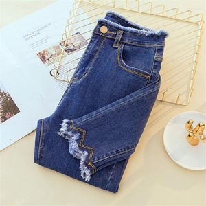 Women's Jeans Tassel High Waist Stretch Bottoms Female Pencil Skinny Trousers Cotton Black Denim Pants Plus Size Slim For Women