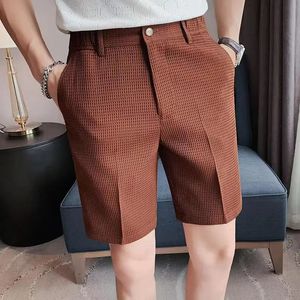 Sommermenschen Waffel Dünne Kaffee Set Shorts Street Kleidung Kleidung KOMEAN CLASSIERT POCETHEL 5 -Punkte -Eis Shorts 240515