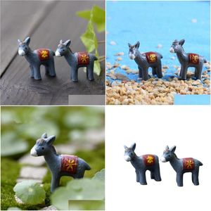 Garden Decorations Little Donkey Mini Resin Figurines Cactus Succent Lover Decor Moss Terrarium Workshop Micro Landscape Accessories M Dhhml