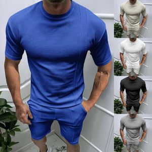 Running sets de verão masculino respirável de duas peças camiseta shorts de camisa presa com o baw creme pant cenk jake