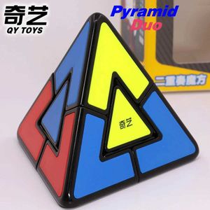 Magic Cubes Qiyi Pyramid Duo Pyramorphix 2x2 Trójkąt Trójkąt Tower Cubes Magico Cubo Tetrahedron Podwójna profesjonalna gra figetowa Qy Twist prezent Y240518