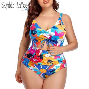 Ein Stück floraldruckgedruckte Frauen plus Größe Badeanzüge Ausschnitt Tummy Control Sexy Badebekleidung Frauen Monokini Badeanzug 240518