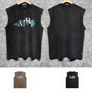 Новые дизайнерские майки для мужчин и женщин Летняя хлопковая модная бренда, дышащие бренды, рукавочные рубашки ZJBAM138 Перекрывающийся алфавитный дракон