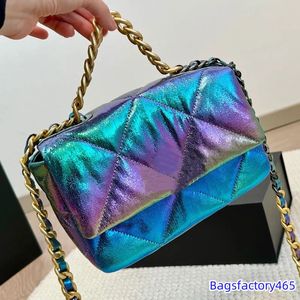 Gradient kolor 19 serii designerski torba torba Mini Tote Quild Błyszcząca skórzana skórzana rękojeść złota splucz klamra luksusowa torebka torebka torebka 21 cm