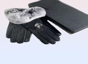 Märke fårskinnhandskar och woollined mobiltelefon pekskärm kanin hudcykling varm femfinger handskar9330102