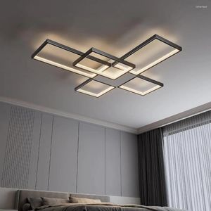 Luzes de teto LED 92W Modern Flush Mount Light Black Square Acrílico Lâmpada Dimmível/Memória Função/3000-6000K