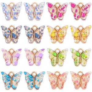 Charms 10pcs acrílico Butterfly Inseto Multicolor Animal LECHINS GOLD COLOR METAL METAL DIY JOENS DE CARCAR