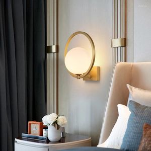 Wall Lamp GPD Modern Glass Ball LED Brass Gold Round Bedside Light Sonces Indoor Lighting For Living Room Creative Decor