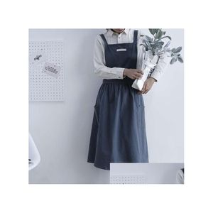 Schürzen Falten Rock Design Schürze Einfach gewaschene Baumwolluniform für Frau Ladys Küche Kochgarten Coffee Shop Drop Lieferung h dh6td