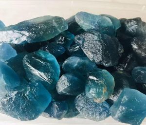 100 g rohes natürliches Gemmy Edelstein Quarz Steinkies Heilung Rough Blue Fluorit Quarz stürmte Stein für Ornamente Geschenk T2001171413556