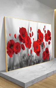 Kırmızı Poppies Çiçek Tuval Duvar Sanatı Posterleri ve Yazdırıyor Suluboya Dekoratif Resim Oturma Odası için Cuadros 9283865