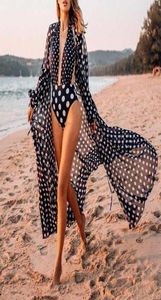 Bikini Long Beach trasparente indossa abito a tunica sarong profondo donna donna sexy costume da bagno kimono new960655599134487