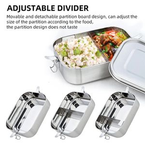 Edelstahlquadrat -Lunchbox Versiegelung Isolierung Bento Kantine große Kapazitätsfach 850 ml 240514