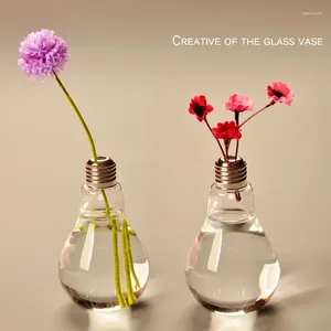 Vasen 100 ml kreative Glühbirnenformglasvase transparent hydroponische Blütenbehältertopf für Home Tabletop Dekoration