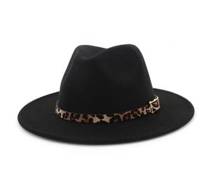 Leopard Grain Heth Decor ręcznie robiony szeroka wełna poczuła fedora czapki czapki mężczyźni kobiety jazz panama czapka trilby sombrero34903979182227