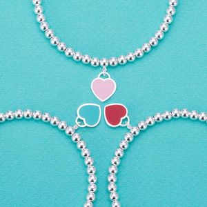 Designer Jewelry Tiffanyjewelry Classic t Home 925 Silver 4mm Bead Love Pendant Heart Shaped Bracelet Di Home Dropper Enamel Bracelet
