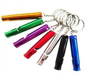 Aluminium Mini Whistle Outdoor Survival Outdoor Keychain Whistle Training Tool Highpitched Multifunktionell livräddande EDC Equipmen7801479