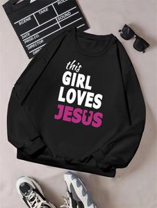 Women's Hoodies This Girl Loves Jesus Christian Crew Neck Sweatshirt