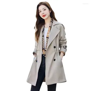 Kadın trençkotları moda zarif uzun ceket kadın 2024 Sonbahar Kış Koreli Haki Ceket Kadın Piled Bel Rüzgar Dermezi İnce