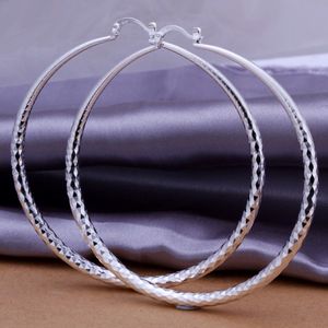 Hot Sales 925 Silver Elegant Round Large Size Women Hoop Earrings Fashion Costume Jewelry Big Trendy Earring for Women 289p