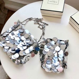 Sequins Handbags Silver Bag Women Small Tote Bling Fashion Lady Bucket Girls Glitter Purses Brand 220413 336Y