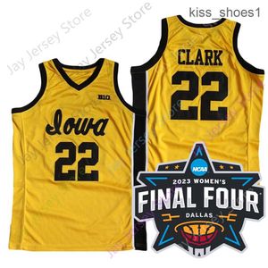 2023 Kvinnor Final Four 4 Jersey Iowa Hawkeyes Basketball NCAA College Caitlin Clark Size S-3XL Alla ED Youth Men White Yellow Round V Collor Adult vuxen