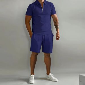 Neue Sommermodemänner Polo -Shirt Set 2 -Piece -Anzug Jogging Sportswear Fitness -Tracksan und kurze 2 -teilige Shorts Track -Anzug Männer T -Shirt Set Summer Sweat Shorts Set für Männer