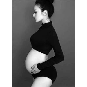Moderskapstoppar tees nya foton av gravida kvinnokläder Photoshot gravida kvinnor set med elastiskt tyg mjuka och bekväma mammor fotokläder H240518