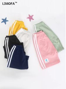 Ljmofa Baby Beach Pants Boys Summer Shorts для девочек брюки дети повседневные брюки с твердыми дышащими детскими детскими повседневными брюками D315 240518