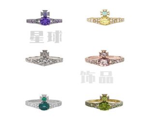 Tasarımcı Vvan Ring West İmparatoriçe Ismene Diamonds Satürn Rings1189887