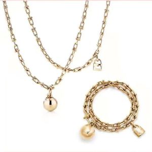 Necklace Bracelet Ball lock set Horseshoe hardware designer for Women Men couple fashion Wedding Party Thanksgiving Day Valentine Gold 275d