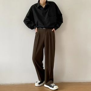 Коричневые черные брюки мужчины Slim Fit Fashion Social Mens Plants Prants Корейские повседневные брюки мужские офисные брюки 240518