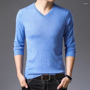 Men's Sweaters 2024 Fashion Brand V-neck Casual Knitted Pullover Bottoming Slim Fit Sweater Muscle Brothers Long-Sleeved Men