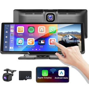 10.26 '' estéreo de carro Apple CarPlay Android Auto com câmera de traço de 2,5k, 1080p Backup Camera Camera Radio Car Video com Bluetooth/Mirror Link/Maps Navigation/Voice Control