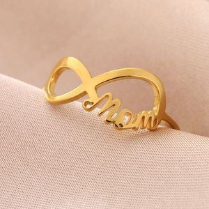 Mama Edelstahl minimalistisch unendlich Liebesymbol Finger Ring für Frauen Liebhaber Schmuck Geburtstag Mutter Day Geschenke