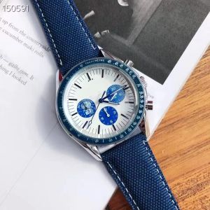 OMG 6 Stitches Luxury Mens Watches Quartz Watch Brand Hot Clock rostfritt stål Remmar MODE Tillbehör Stil Full funktion Sapphire Glass Chronograph AAAAA