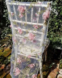 2024 Fashion Elegant Vintage Wedding Chair täcker spet Florals Partiant Party Supplies Accessories 29