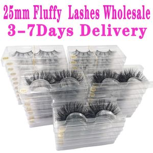 Ganze Nerz Wimpern 25mm Wimpern flauschiger chaotischer 3D Falsches Wimpern dramatische lange natürliche Wimpern Ganzes Make -up Nerz Lashes5125901