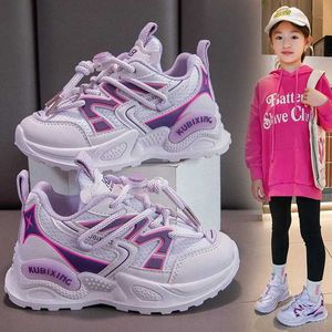 Athletic Outdoor 2024 Spring New Children Trned Mesh Upper Breathable Sports Shoes Girls Cute Casual Running Shoes Student Chic Sneakers Non-slip Y240518