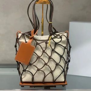 Yaz omuz çantası tasarımcısı ızgara plaj çantası lüks el çantası le bambino moda kadın renk bloğu dokuma çanta pembe tote çanta cüzdan yüksek kaliteli deri tatil