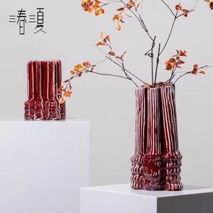 Vasen Neue chinesische Stil Vase Nostalgic Home Moderne Art Decoration Homestay Hotel Zen handgefertigte Keramik -Ornamente H240517