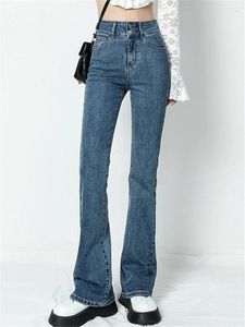 Женские джинсы 2024 Flare низкая талия свободны для женщин, брюки Y2K Elastic Fashion Style Style Denim Bants