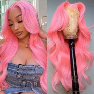Pink Color 30 40 Inch 13x4 Body Wave Lace Front Human Hair Wigs Brazilian Water Wave 13x6 Transparen Lace Frontal Wig For Women