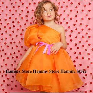 Girl Dresses Yipeisha Kids Orange Party Dress For Wedding One Shoulder Bow Belt Puffy Organza Candy Color Flower Es