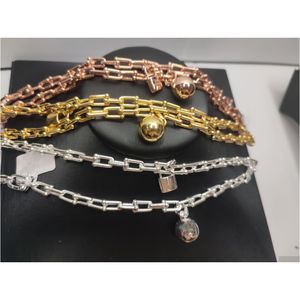 Pendanthalsband 18K Gold Sliver Halsband Armband Ball Lock Set Designer för kvinnor Dotter Mamma fru Boy Girl Par Fashion OTD6P