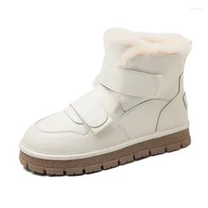 أحذية Aiyuqi الثلج نساء شتاء 2024 أصلي من الجلد الكاحل مسطح الأزياء سميكة دافئة