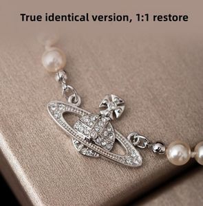 Luxury Fashion Designer Halsband En halsband Pearl Saturn Studörhängen Armbandsmycken Ladies Holiday Gift1405159