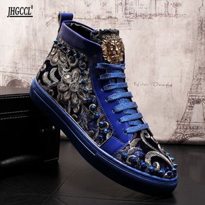 Men Fashion Casual Ankle Boots Spring Autumn Rivets Luxury Brand High Top Sneakers Male Punk Style Shoes